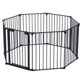 Adjustable Safety Gate 8 Panels Play Yard Metal Doorways Fireplace Fence Christmas Tree Fence Gate For House Stairs Gate Prohibited Area Fence