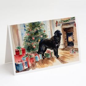 Flat-Coated Retriever Cozy Christmas Greeting Cards Pack of 8 Blank Cards with Envelopes Whimsical A7 Size 5x7 Blank Note Cards