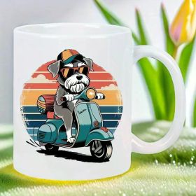 11oz Ceramic Coffee Mug with Cartoon Dog on Design - Reusable, Insulated Travel Cup, Hand-Wash Only - Perfect for