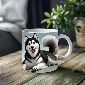 1pc Siberian Husky Ceramic Mug - 11 Ounces, Insulated Coffee/Tea Cup with Playful Dog Design, Perfect for