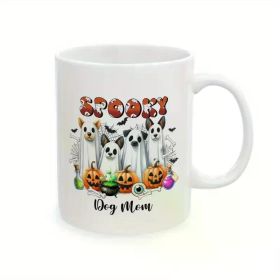 1pc Halloween Dog Mom Mug Cute Ghost Dogs Pumpkin Fall Autumn Dog Lover Coffee Cup