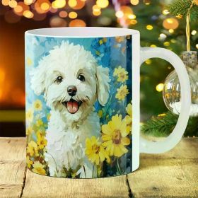 1pc Floral Dog Print Ceramic Mug 11oz - Durable Insulated Coffee Cup, Creative Gift Idea, Ideal for Travel & Cam