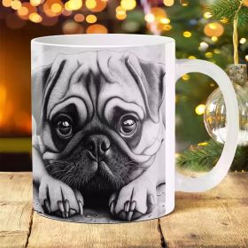1pc Pug Dog Ceramic Mug 11oz - Durable Coffee Cup for Home & Office, Ideal for Birthday, Holiday & Party Gifts,