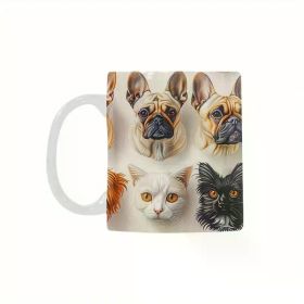 11oz Dog Lover's Ceramic Coffee Mug - Cute 3D Dog Faces Design, White Travel Cup with Cat Lovers - Perfect Gift for