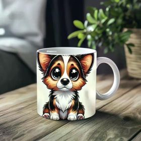 1pc_Cute Dog ceramic cup 11 ounces, coffee/tea/wine glass, suitable for Valentine's Day, birthdays, home decor, holiday