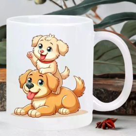 1pc 11oz Ceramic Dog Design Coffee Mug with Adorable Puppy Illustration, Multipurpose Insulated Cup for Hot and