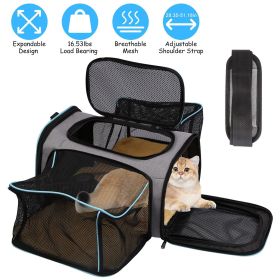 Expandable Pet Carrier Airline Approved Dog Carrier Collapsible Soft Carrier Bag with Removable Fleece Pad Pockets Breathable Mesh Adjust