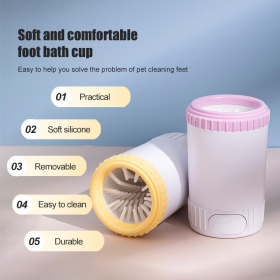 Pet Care Second Generation Semi-Automatic No-Electric Dog Paw Cleaner Effectively Cleans Dog Paws (Color: Yellow)