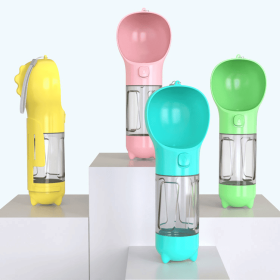 Multifunction Pet Dog Water Bottle For Dogs Travel Puppy Drinking Bowl Outdoor Pet Water Dispenser Feeder Pet Product (Color: Pink, size: s 300ML)