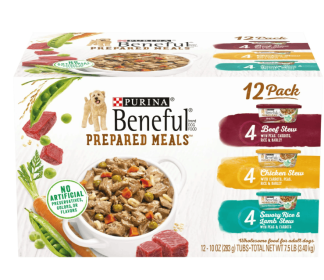 Purina Beneful Prepared Meals Wet Dog Food Soft Real Beef, Chicken & Lamb Stew, 10 oz Tubs (12 Pack) (SH12438GB: Purina Beneful Prepared Meals Wet Dog Food)