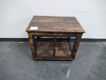 Indoor Wooden Rustic Dog Crate (Color: as Pic)