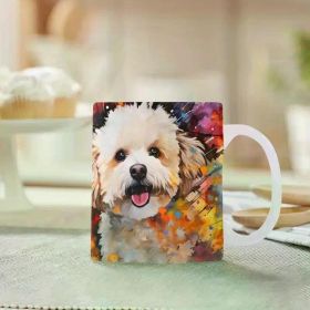 Dog Mug 11 Oz Coffee Cups Ceramic Travel Coffee Mug, 1 Pc Cat Mug, Cute Funny Coffee Mug, Hot Coffee Travel Mug, (Color: White)