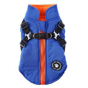 Chest Strap Jacket Cotton-padded Coat (Option: DZ227 Blue-L)
